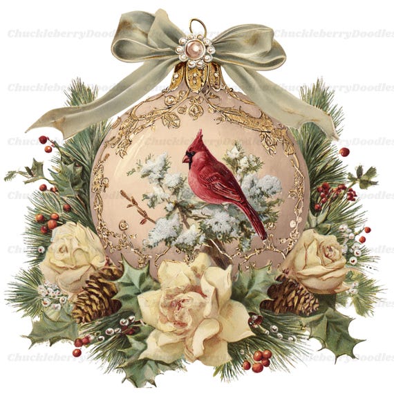 Vintage Christmas Ornaments (26 PNG) Clipart, Nostalgic Holiday Baubles, Victorian Ornament Art