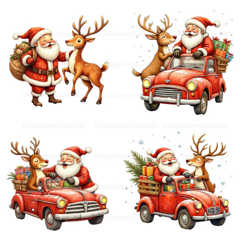 30 Watercolor Santa Claus Clipart Bundle | Christmas PNG Graphics ...