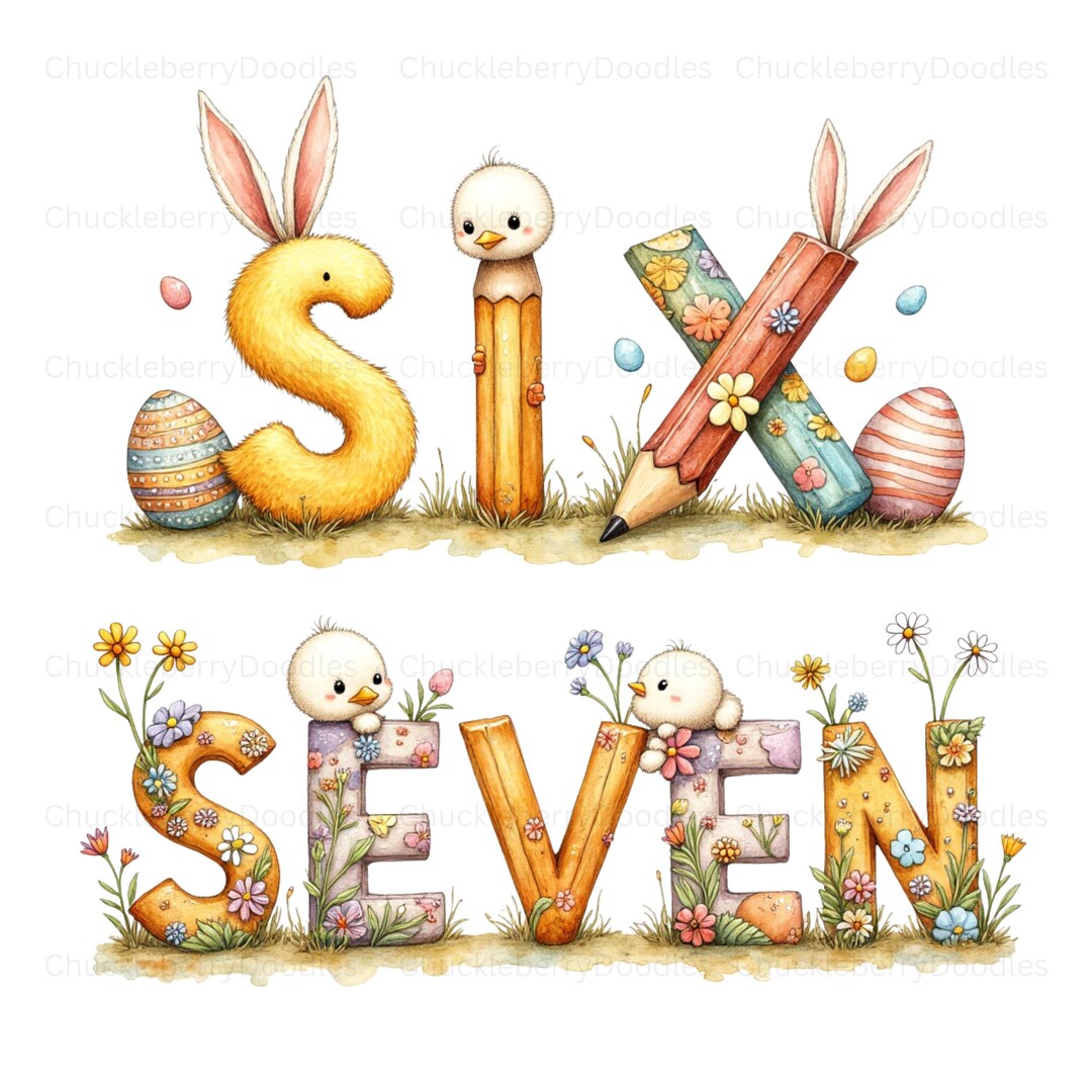Six-seven Easter Bunny & Egg Clipart (12 PNG) | Whimsical Spring Bundle ...
