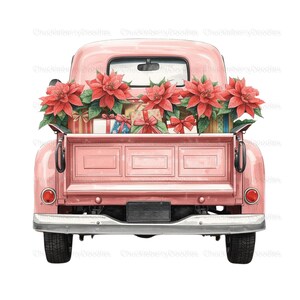 Watercolor Holiday Truck Clipart 10 PNG - Festive Pickup Truck Digital ...