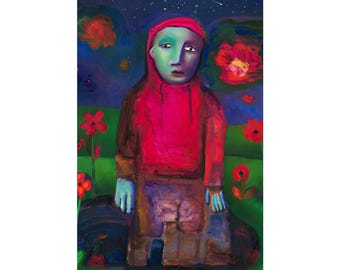 Chica de rojo - Si pudiera hacer que todo se calmara, póster vertical mate premium