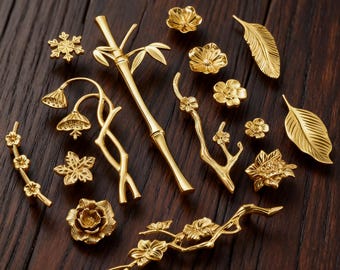 Tirador de cajón de latón con forma de flor: pomo de armario con forma de rama.