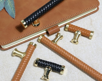 Tiradores de tocador de cuero vegano trenzado: pomos de gabinete con un toque shabby chic