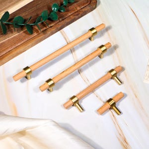 Wood and Brass Drawer Pulls: Nordic Style Cabinet Handles
