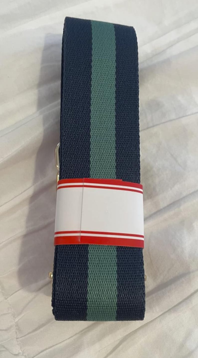 Correa de repuesto ancha y ajustable para bolso cruzado: cómoda correa de lona con herrajes dorados para bolsos de hombro o de mano. Green and Blue