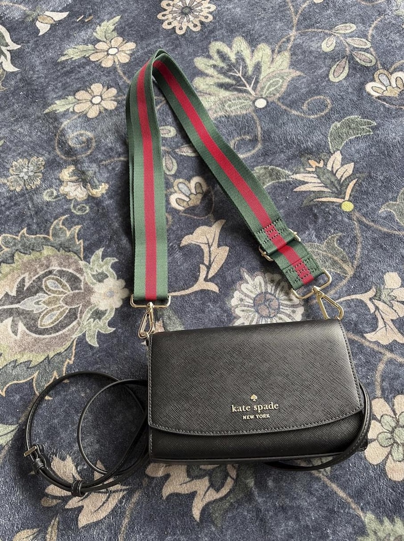 Correa de repuesto ancha y ajustable para bolso cruzado: cómoda correa de lona con herrajes dorados para bolsos de hombro o de mano. imagen 2