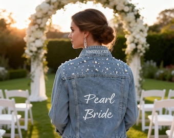 Bestickte Braut Jeansjacke, Zukunft Frau Jeansjacke, Personalisierte Hochzeitsjacke, Brautgeschenk für die Braut