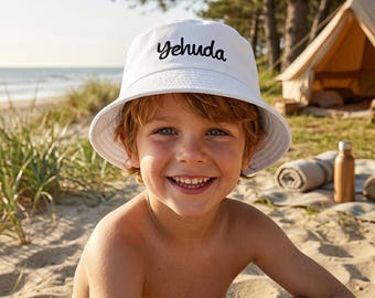 Bestickter Fischerhut für Kinder, Sonnenhut mit Namen, Camping & Reisen, weiches Baumwollgeschenk für Jungen und Mädchen