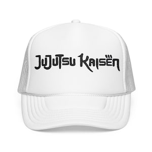 Embroidered Foam Trucker Hat Jujutsu Kaisen Anime Cap, Snapback, Adjustable, Trendy Dad Hat, Gift for Anime Fans