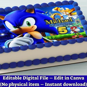 Editable Sonic X Cake Topper – Printable Birthday Party Decoration – Digital Download