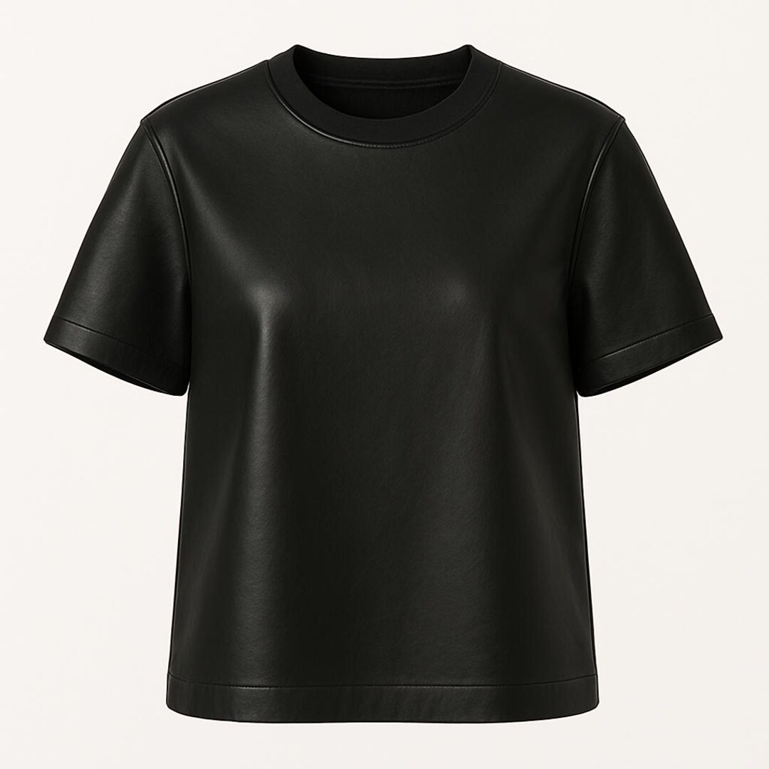 Women’s Black Leather T-Shirt