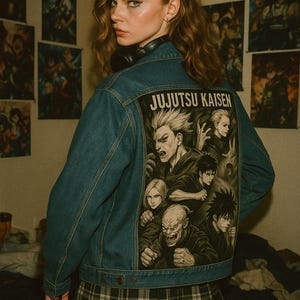 Jujutsu Kaisen Unisex Denim Jacket – Anime Graphic Back Print