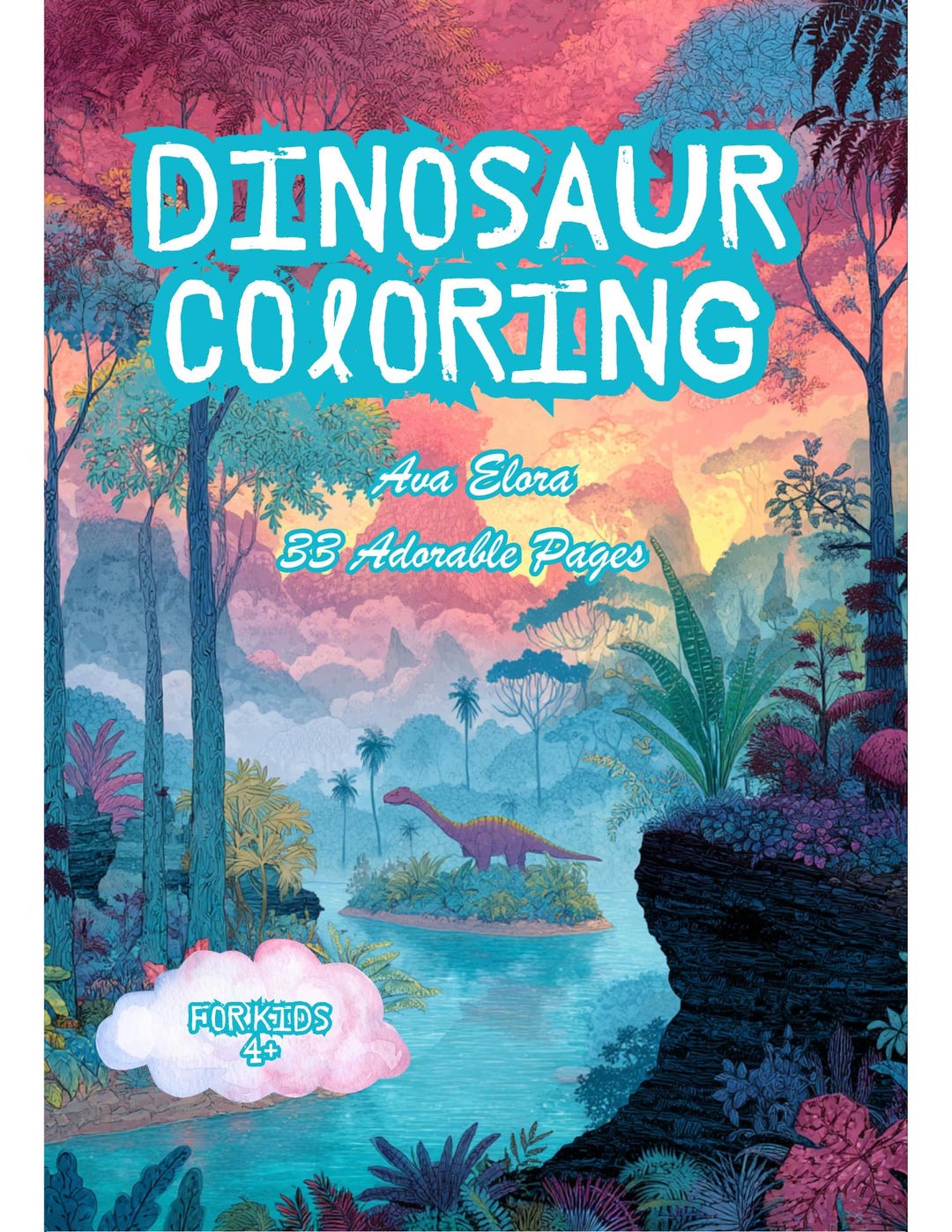 Cute Dinosaur Coloring Pages for Kids | Kawaii Printable PDF | 33 Fun ...