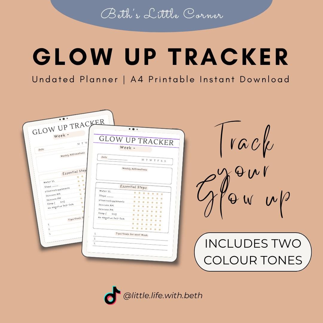 Glow up Goal Tracker: Printable Life Planner (PDF Download) - Etsy