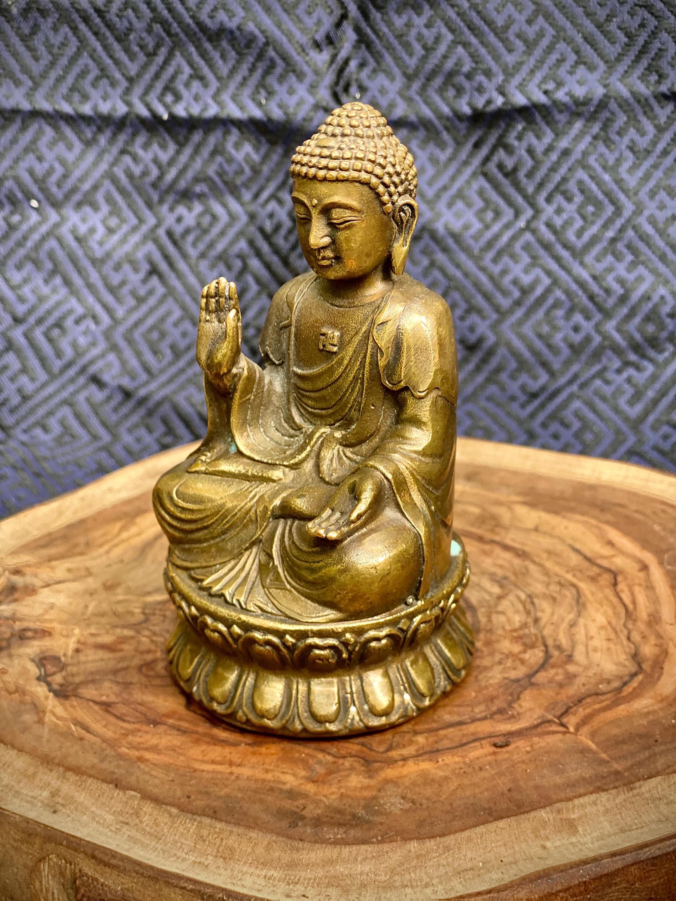 Brass Buddha Statue | Abhaya Mudra, Gesture of Fearlessness