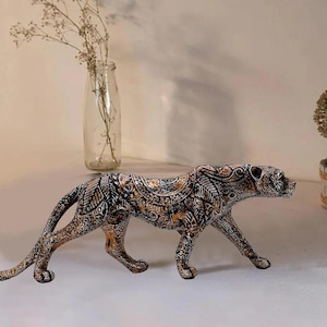 Intricately Carved Leopard Sculpture – Handcrafted resin Jungle Figurine for Elegant Home & Office Decor