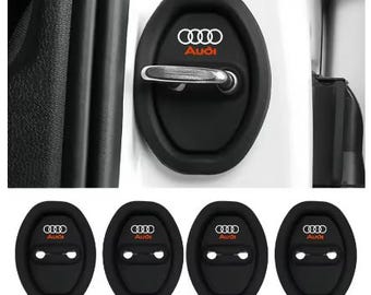 4 fundas de silicona para hebillas de cerradura de puerta de coche – Amortiguadores de ruido para Audi – Accesorios antiarañazos