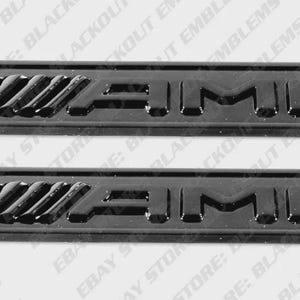 A Pair of Gloss Black  AMG Emblem For Mercedes Benz Side Fender (Length 11.3cm)-AMG Side Emblem 3D GLE C E S