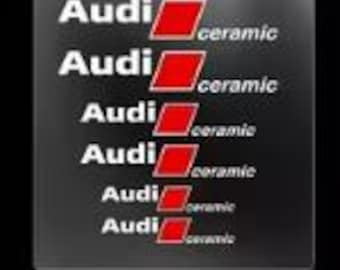 6 Stück hitzebeständige Bremssattel Aufkleber Audi - weiße Vinyl Aufkleber, Bremssattel Aufkleber, Raddekor Autozubehör-Audi Keramik weiße Buchstaben