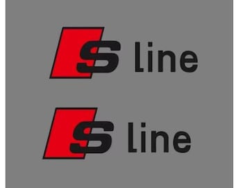 2 pegatinas con el logotipo de Audi: adhesivos de PVC impermeables para laterales, guardabarros, maletero, parachoques o parabrisas / Accesorios de estilo para Audi Sline Negro