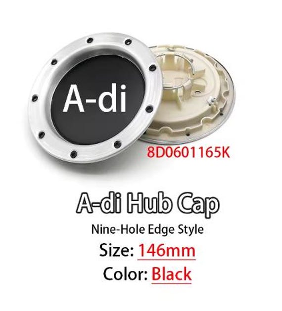 Set of 4 Audi Wheel Center Hub Caps – 146mm Black– ABS Plastic