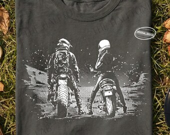 Pareja de motociclistas en semitono PNG, arte de San Valentín de motociclista, Ride or Die SVG