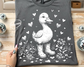 Pato vintage de San Valentín PNG SVG, diseño de animales de granja de semitono