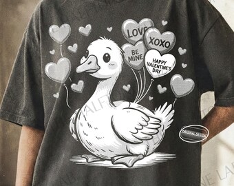 Pato con globos de corazón PNG SVG, diseño de San Valentín