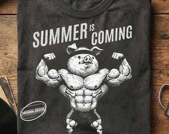 Cerdo de verano en semitono PNG SVG (descarga digital)