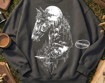 Caballo vintage de semitono PNG, arte de semental salvaje, diseño ecuestre (PNG SVG)