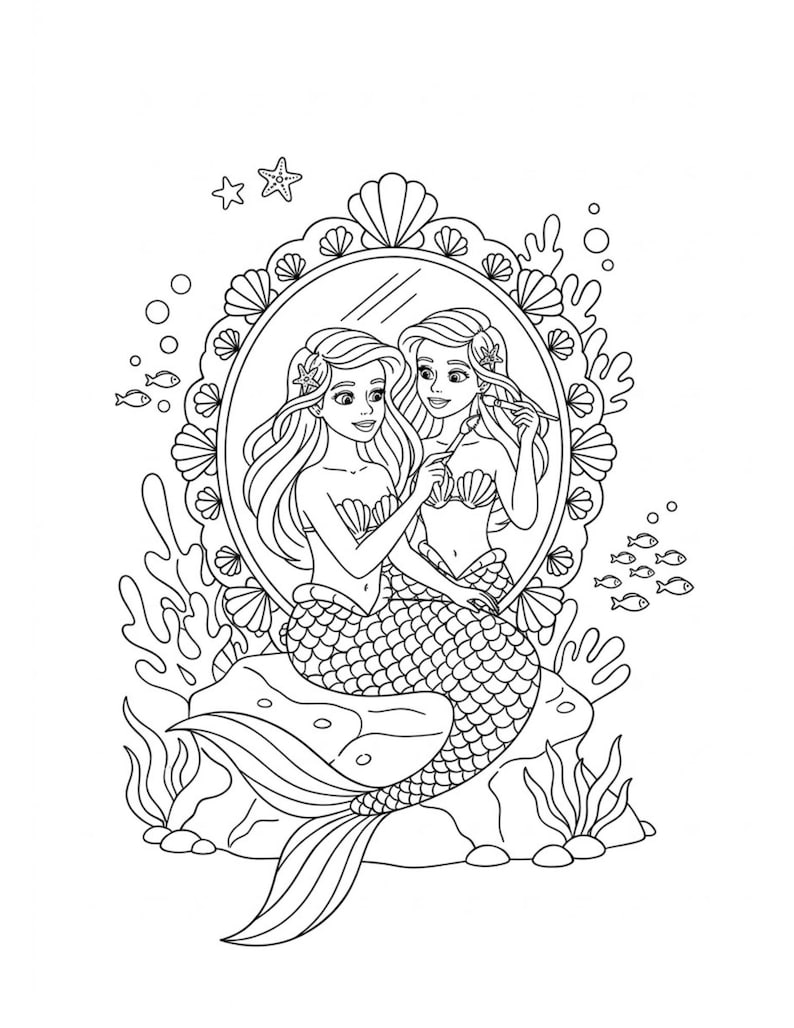 Cute Mermaid Coloring Book, 19 Printable Mermaid Pages for Kids ...