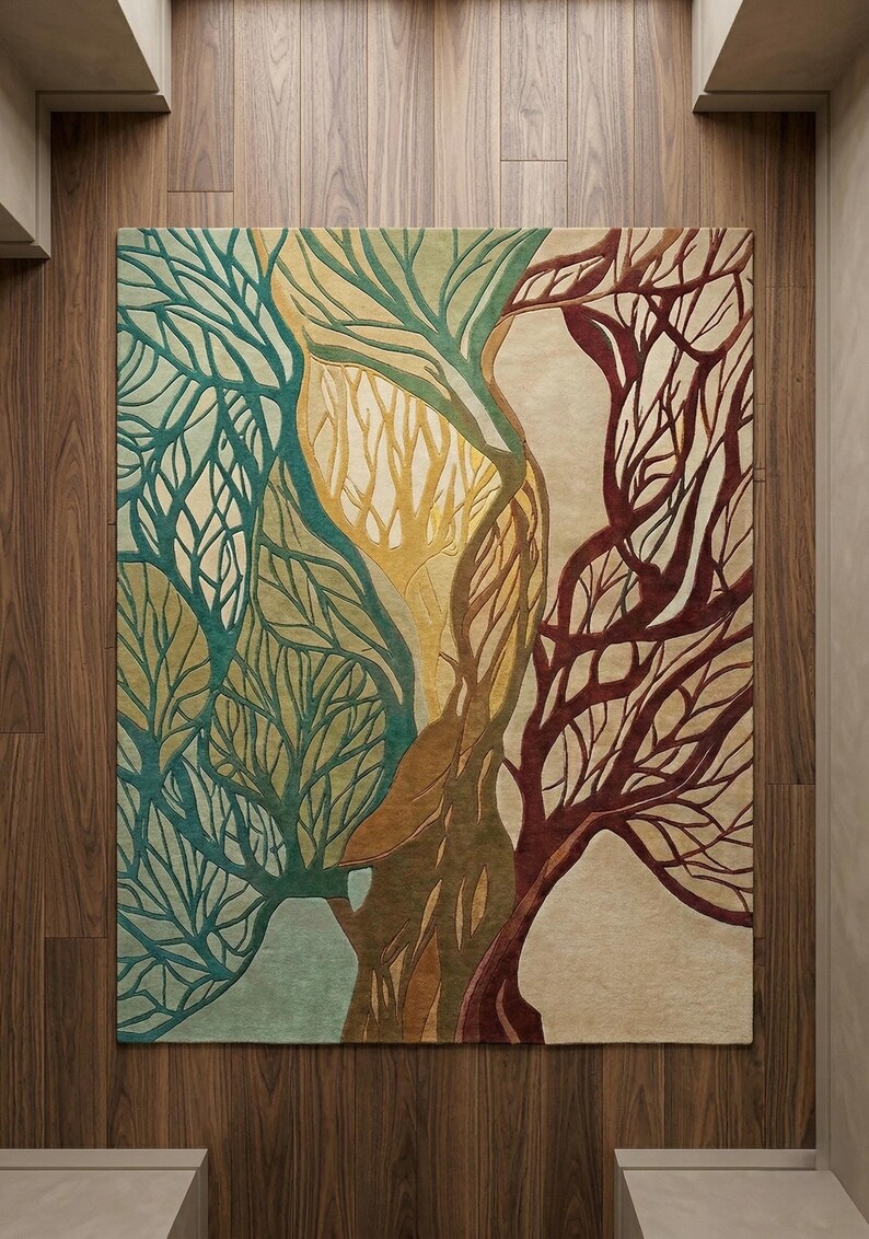 Tree Branch Rugs Handmade Tree Branch Rug, Hand-tufted Wool Carpet, Nature-inspired ...