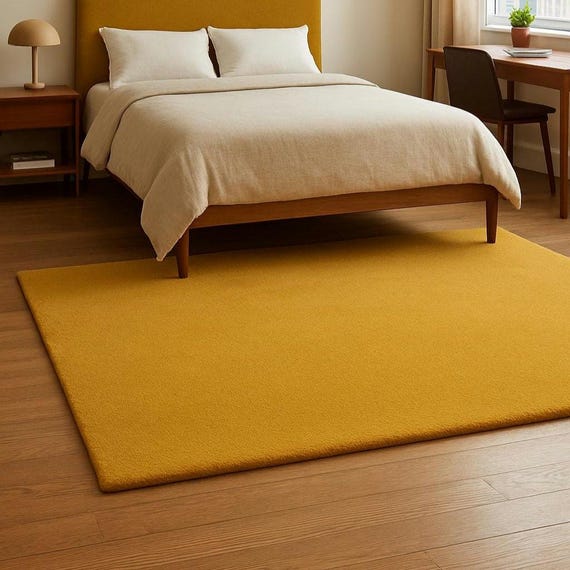 Baxter Yellow Solid Color Rugs | Hand-Tufted Wool Area Rug | Neutral Yellow Rug for Living Room, Bedroom, Office and Housewarming Gift