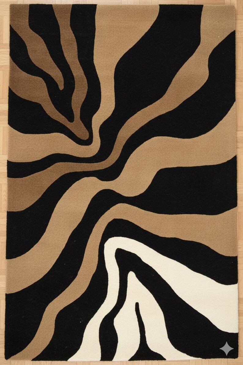 Hand Tufted Modern Area Rug – Abstract Swirl Design, Soft Wool Accent ...