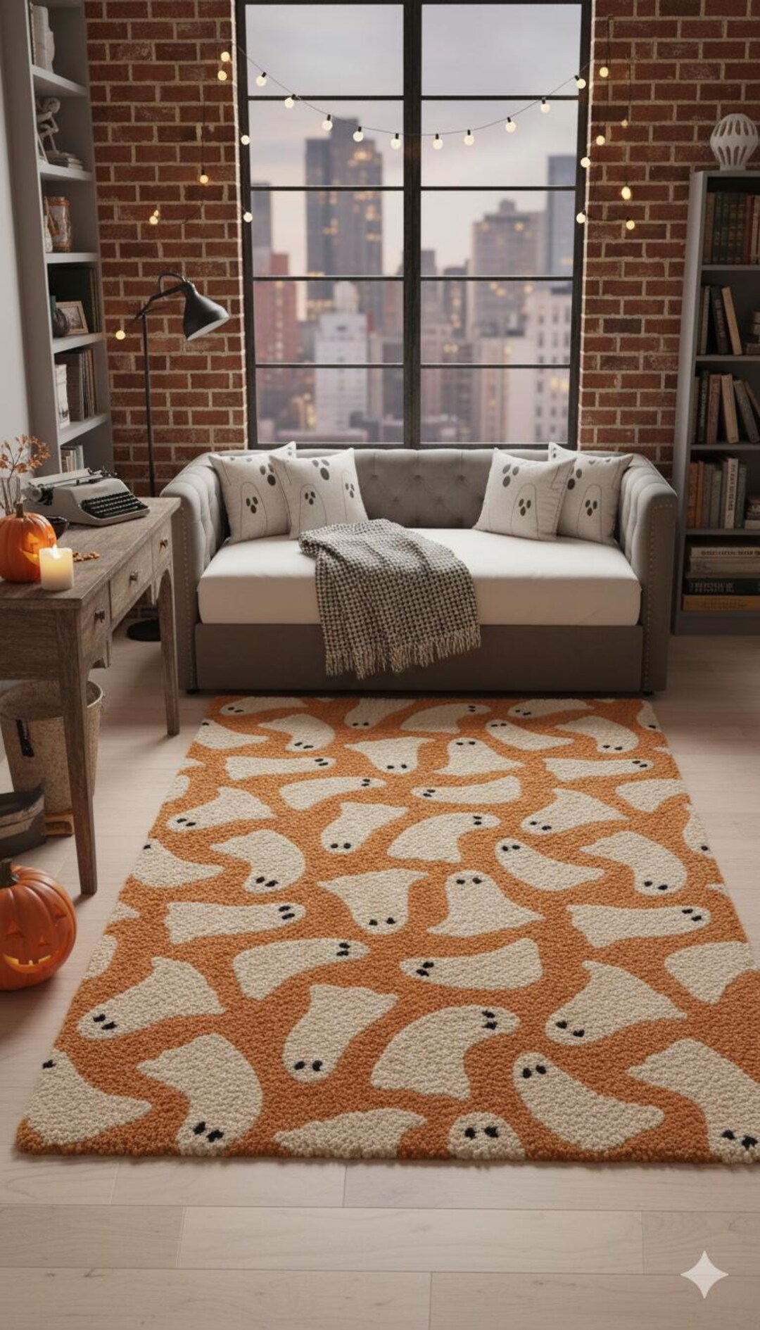 Hand Tufted Ghost Rug – Modern Halloween Area Carpet, Spooky Cute ...