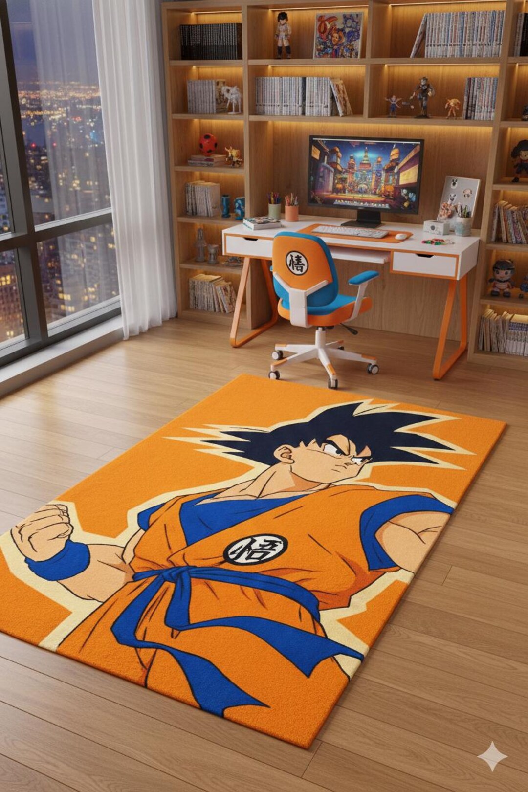 Groku Rug Hand Tufted Goku Inspired Rug – Dragon Ball Z Inspired Saiyan Power ...