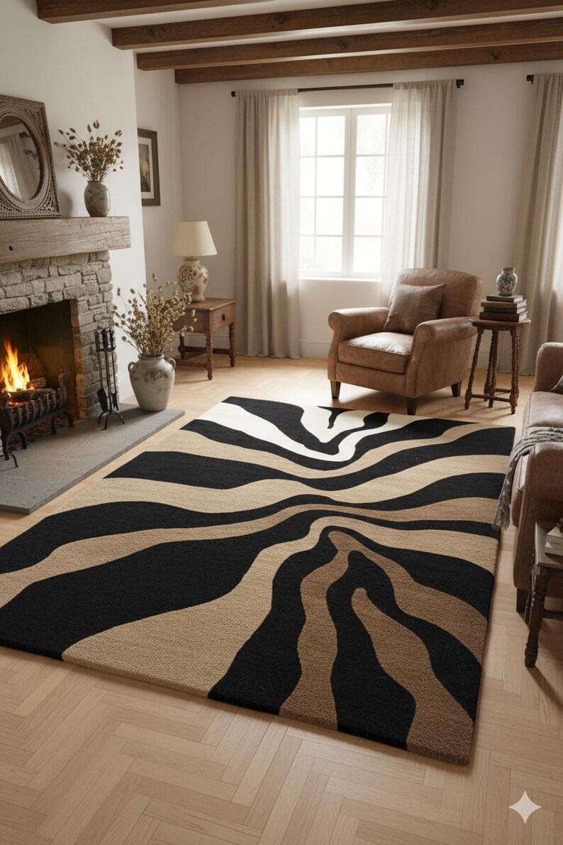 Simple Design Area Rugs Hand Tufted Modern Area Rug – Abstract Swirl Design, Soft Wool Accent ...