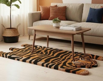 Hand Tufted Tibetan Tiger Rug – Modern Animal Print Area Rug for Living Room, Bedroom, Kids Room & Office | Unique Boho Floor Decor