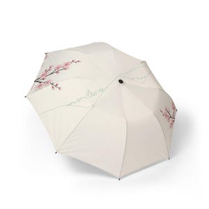 Cherry Blossom Foldable Umbrella, Travel Umbrella, Compact Umbrella, Gift for Her, Floral Umbrella, Rain Gear