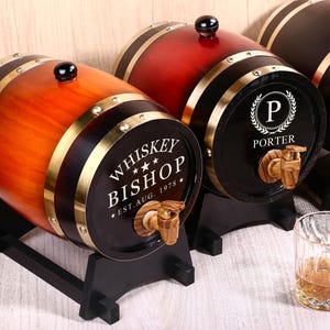 Custom Engraved Whiskey Barrel | Mini Wood Whiskey Barrel | Wedding Gift Birthday Gift Engagement Gift | Gift for grandpa Men&#39;s Gift