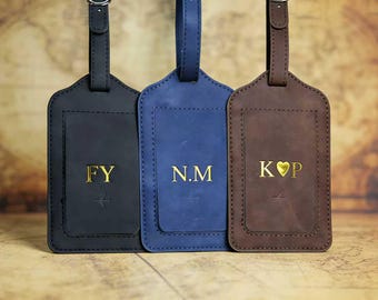 Personalized Leather Luggage Tag | Travel Accessory | Custom Suitcase Tags | Bridesmaid Gifts | Wedding Favors | Monogrammed Gift Tags