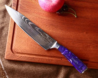 Personlig graverad kockkniv, köksknivset i rostfritt stål, fars dag-present, födelsedagspresent till maken