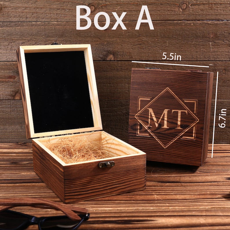 Personalised Wooden Gift Box, Custom Engraved Keepsake Box, Empty Wedding Gift Box, Gift for him Box A