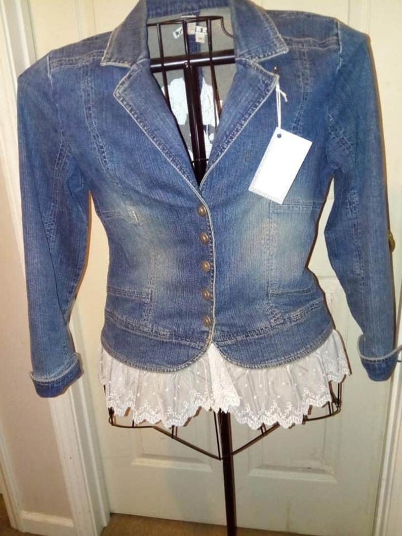 Personalized jean jacket with machine embroidered back