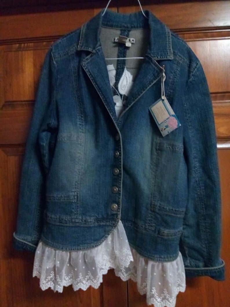 Personalized jean jacket with machine embroidered back