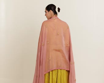 Dupatta festivo indio hecho a mano - Estola y velo bordados a mano con trabajo de gota patti