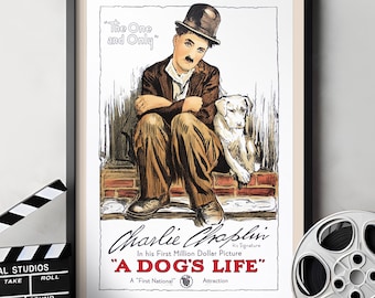 犬の人生 (1918) チャーリー・チャップリン映画ポスター復刻版 約18x12