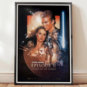 Star Wars Episode 2, Attack of the Clones Poster, High-Res Movie Print, Movie Wall Art, Home Theater Decor (Digital Download)