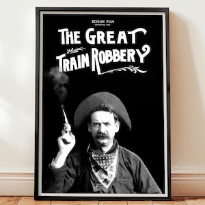 The Great Train Robbery (1903) film poster, classic Western movie poster, vintage cinema print, classical movie poster, Gift for film lovers