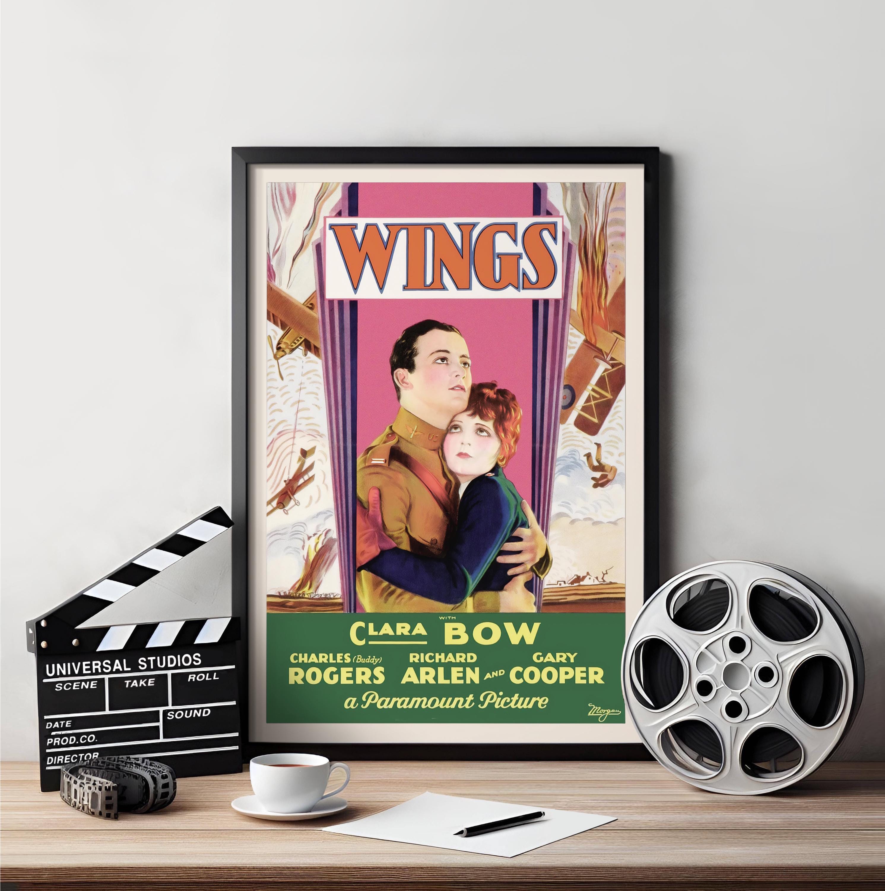ウィングス（1927年）映画ポスター：クララ・ボウ、サイレント 